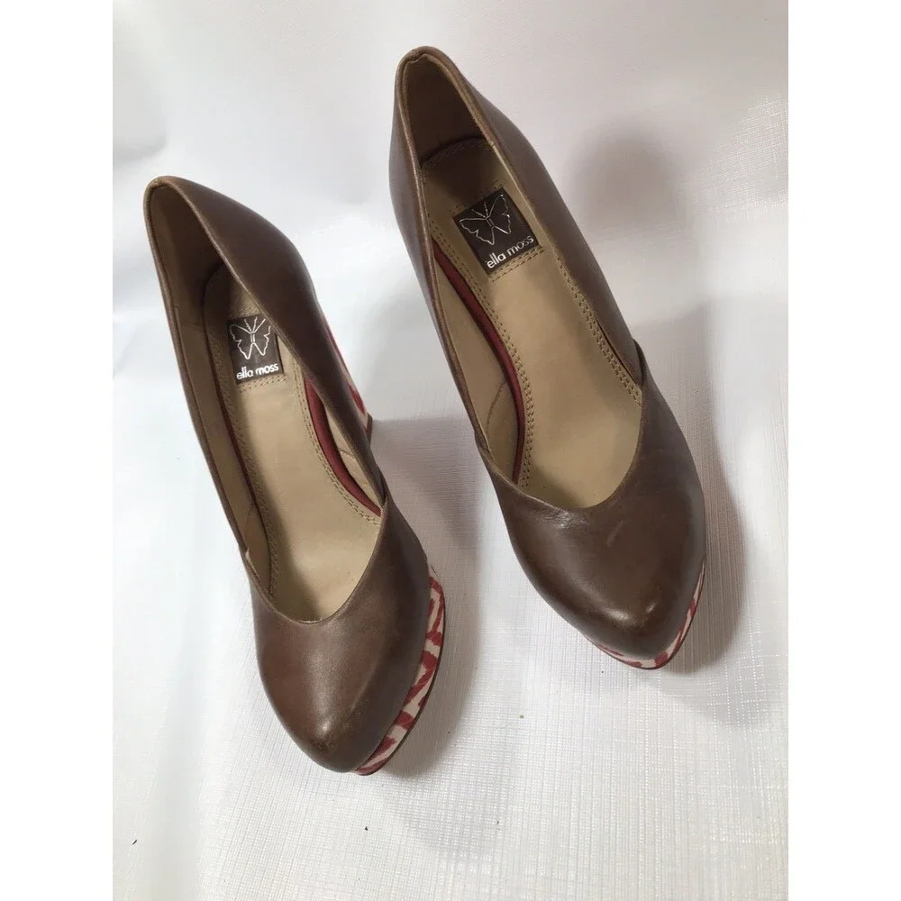 Ella Moss Leather Platform Wedge Chevron Heels Size 7m